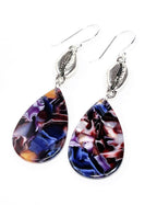 Multicolour Teardrop Tortoise Shell Earrings, Cowrie Shell Drops,