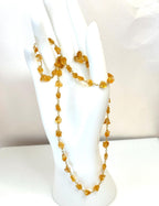   Raw Natural Citrine Stone Chain Necklace | 24 Inche  | Gold Plated | November Birthstone Jewelry