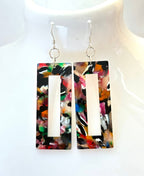 Multicolour Tortoise Shell Earrings, Acrylic Rectangle Drops, Geometric Resin Earrings, Modern Jewellery, Earrings for women, Gift for Her