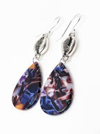 Multicolour Teardrop Tortoise Shell Earrings, Cowrie Shell Drops,
