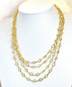 Extra Long Clear Round CZ Crystal Chain Necklace - Gold Plated - No Clasp - 78 Inch
