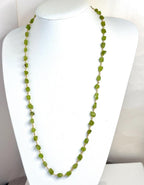 Raw Natural Peridot Stone Chain Necklace | 24 Inches | Gold Plated | August Birthstone