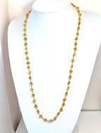 Raw Natural Citrine Stone Chain Necklace | 24 Inche  | Gold Plated | November Birthstone Jewelry