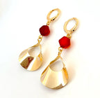 Boho Carnelian Huggie Earrings, Natural Stone, Statement Drops, Earrings for Women, Genuine Gemstone, Carnelian Jewelry, Dangle Earrings