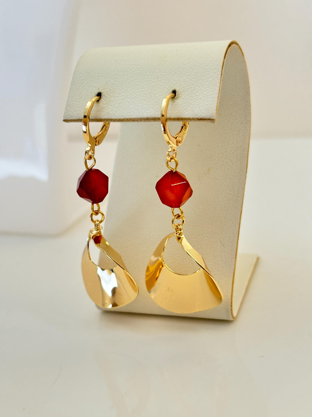 Boho Carnelian Huggie Earrings, Natural Stone, Statement Drops, Earrings for Women, Genuine Gemstone, Carnelian Jewelry, Dangle Earrings