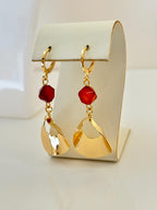 Boho Carnelian Huggie Earrings, Natural Stone, Statement Drops, Earrings for Women, Genuine Gemstone, Carnelian Jewelry, Dangle Earrings