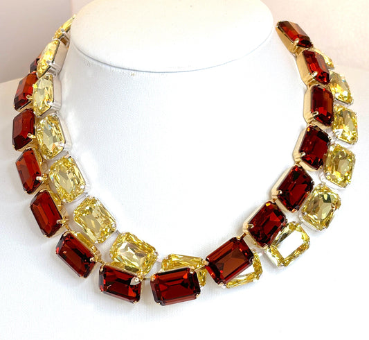 Tangerine Yellow Georgian Collet Necklaces | Crystal Choker | Anna Wintour Style