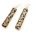 Natural Jasper Gold Filled Earrings: Long Geometric Drops