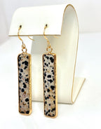 Natural Jasper Gold Filled Earrings: Long Geometric Drops