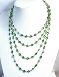 Extra Long Peridot Green CZ Crystal Chain Necklace | Silver Tone | 78 or 40 Inch Length