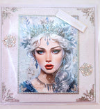 Luxury Handmade Snow Queen Christmas Card | Holiday Greeting Card | 3D Pearl Snowflakes