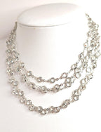 Very Long Clear CZ Crystal Chain Necklace | Silver Plated | 78 or 40 Inch
