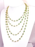 Extra Long Peridot Green Round CZ Crystal Chain Necklace | Gold Tone | 78/40 Inch 