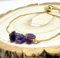 Purple Amethyst Gold Plated Slider Bracelet | Natural Stone | February Birthstone Gift