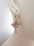 Elegant Teardrop Crystal Necklace Earrings, Regency Inspired, Delicate Crystal Teardrop Choker, Bridal Flower Necklace, Fairycore Jewellery