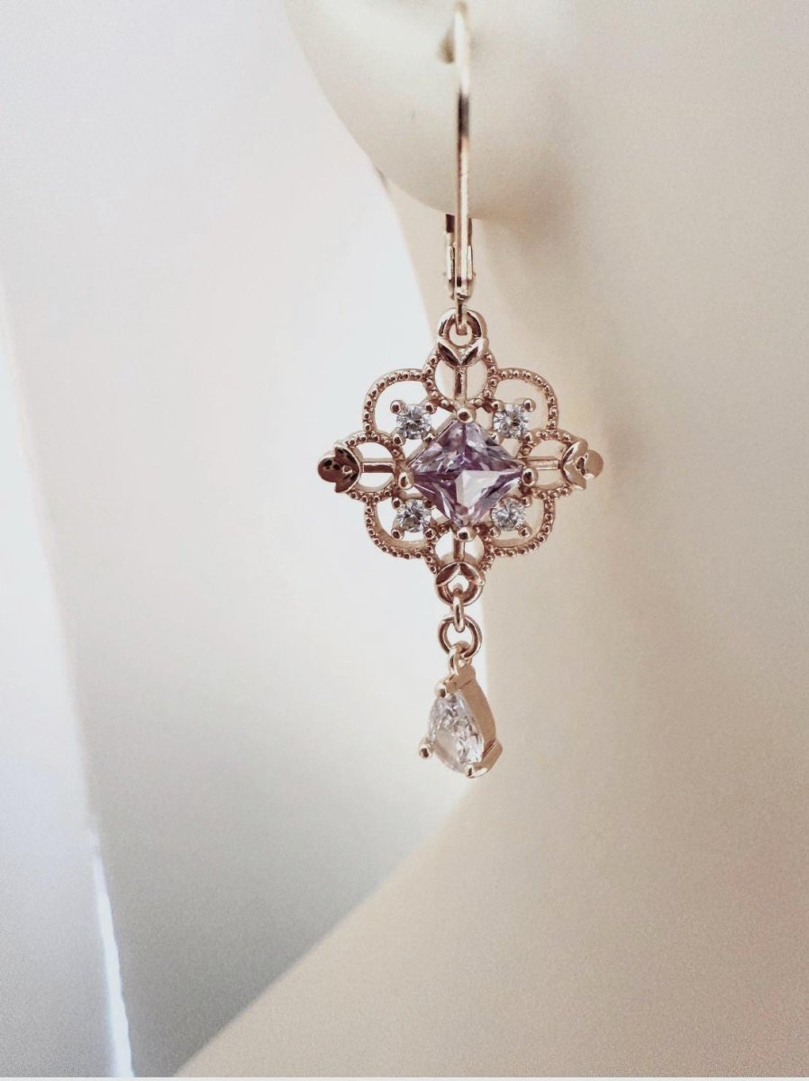 Elegant Teardrop Crystal Necklace Earrings | Regency Inspired | Fairycore Jewellery
