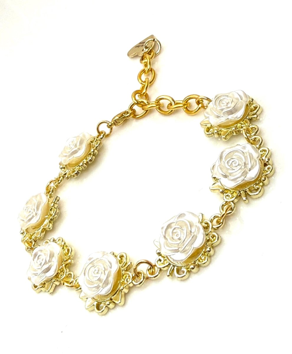 White Rose Gold Plated Flower Jewellery Set | Medieval Tudor Style Floral Choker | Cottagecore Wedding