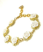 White Rose Gold Plated Flower Jewellery Set | Medieval Tudor Style Floral Choker | Cottagecore Wedding