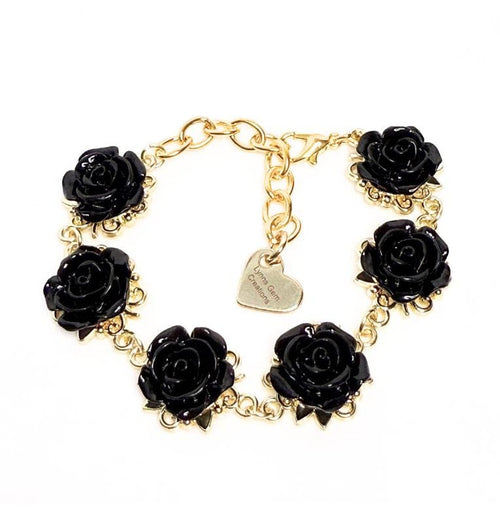 Black Rose Gold Plated Flower Jewellery Set, Medieval Tudor Style Floral Choker, Cottagecore Wedding, Regency Style Rose Jewellery