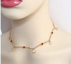 Dainty Red Clear Crystal Gold Necklace | Coquette Jewelry | Regency Inspired