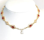 Ruby Red Flower Teardrop Jewelry Set | Elegant Regency Jewelry | Pretty Fairycore Choker