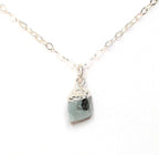 Blue Aquamarine Pendant | Sterling Silver | Raw Stone Necklace