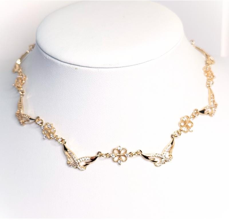 Dainty Clear Crystal Gold Butterfly Necklace, Cottagecore Jewelry, Regency Inspired, Fairycore Choker, Prom Jewellery, Whimsical Necklace