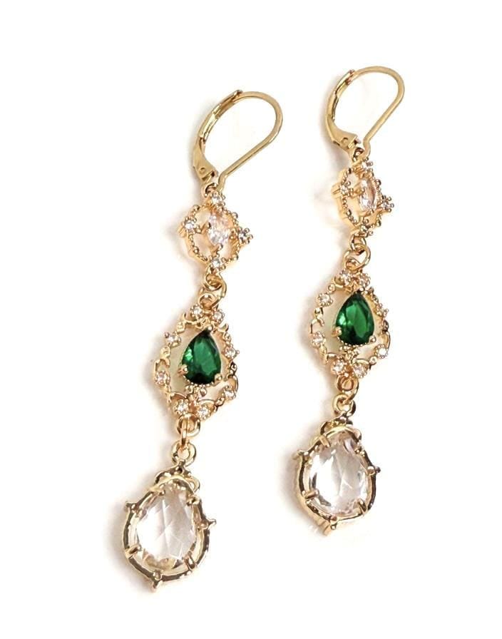 Emerald Flower Teardrop Jewelry Set | Elegant Green Regency Jewelry | Wedding Fairycore Choker