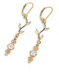 Crystal Vine Leaf Gold Earrings | Regency Fairycore Dangles