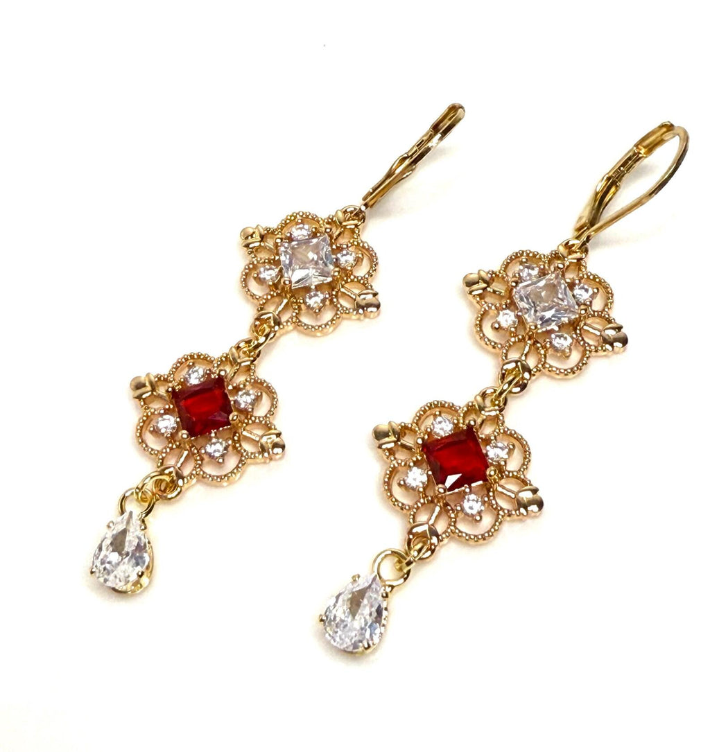 Ruby Red Crystal Earrings | Regency Fairycore