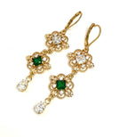 Vintage Style Emerald Green Crystal Gold Jewellery Set | Regal Flower Necklace | Fairycore Choker | Regency Inspired 