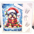 Luxury Handmade Christmas Card Featuring a Cute Dog Wrapped in Lights | 3D Xmas Card
