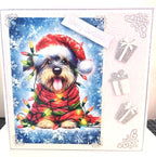 Luxury Handmade Christmas Card Featuring a Cute Dog Wrapped in Lights | 3D Xmas Card