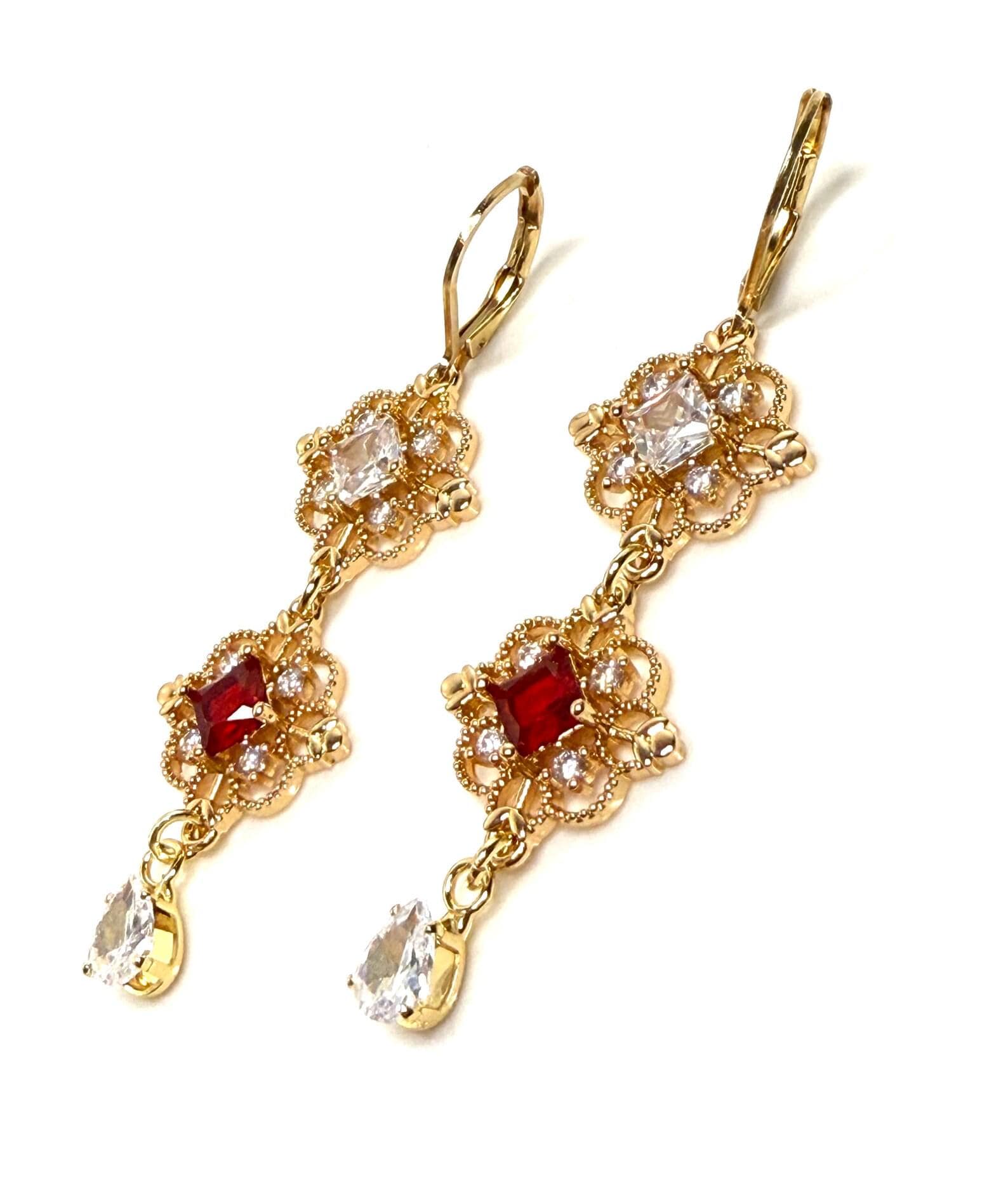 Ruby Red Crystal Earrings | Regency Fairycore