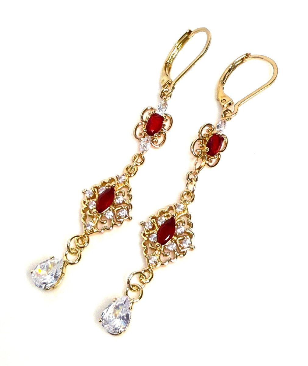 Red Flower Crystal Jewelry Set | Elegant Red Diamond Jewelry | Fairycore Wedding Choker