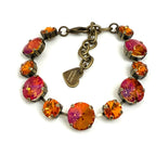 Astral Pink Orange Crystal Tennis Bracelet | Antique Brass