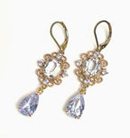 Vintage Style Clear Crystal Gold Jewellery Set | Regency Flower Necklace Earrings Bracelet