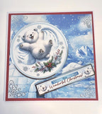 Handmade 3D Polar Bear Christmas Card | Cute Bear Playing in the Snow