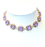 Amethyst Regency Style CZ Crystal Flower Jewelry Set | Gold Plated 