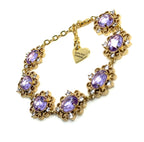 Amethyst Regency Style CZ Crystal Flower Jewelry Set | Gold Plated 