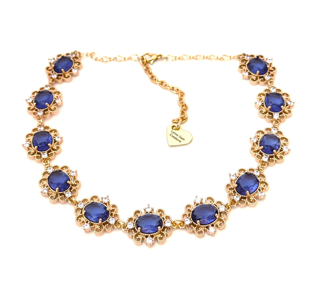 Amethyst Regency Style CZ Crystal Flower Jewelry Set | Gold Plated