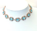 Aquamarine Regency Style Crystal Flower Jewelry Set 