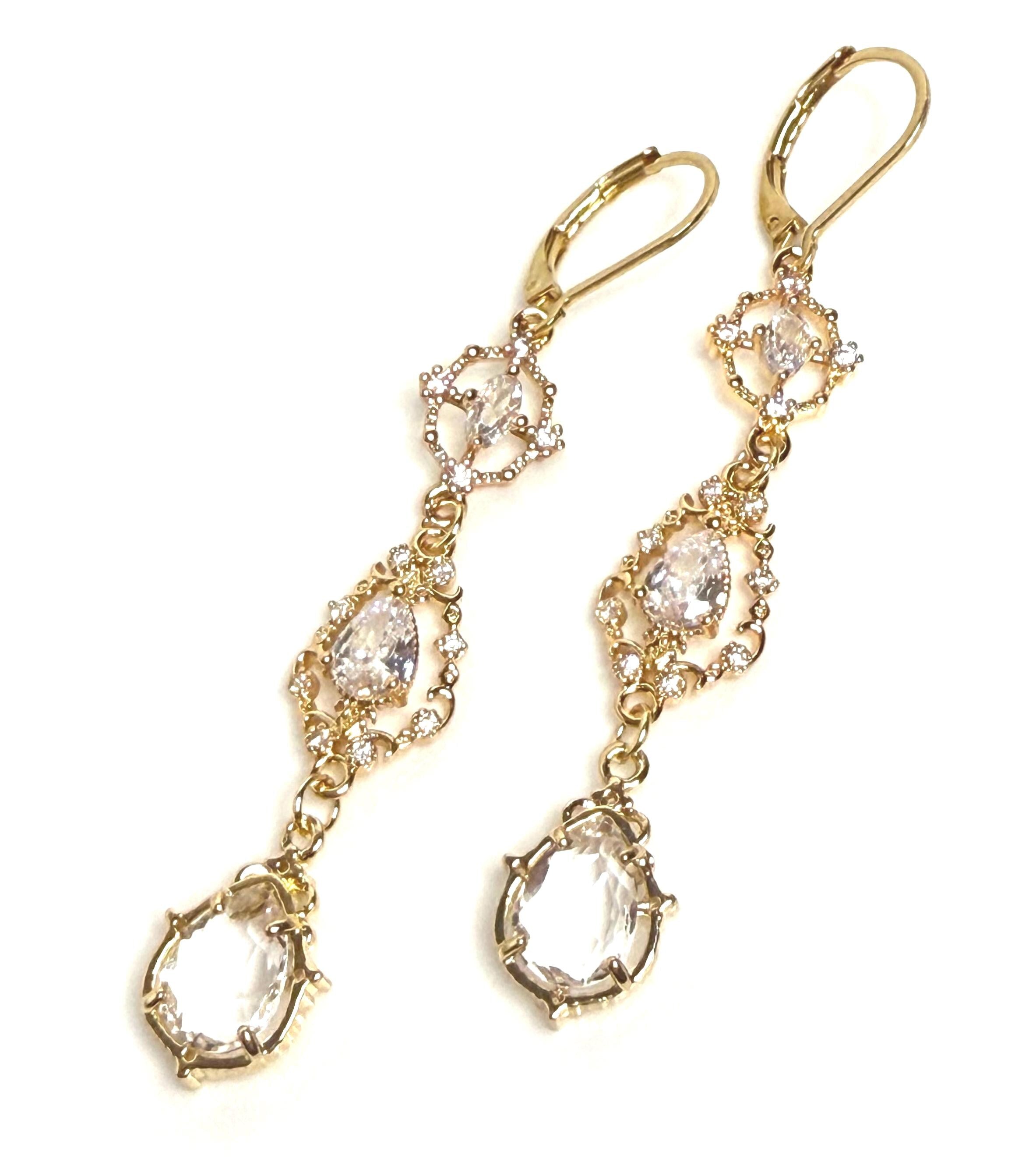 Regency Style Clear Crystal Choker and Earrings Set | Gold Plated Fairycore Jewellery