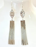 Sterling Silver Tassel Earrings| Extra Long Filigree Chain Drops
