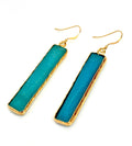 Amazonite Gold Filled Earrings | Long Geometric Drops | August Birthstone