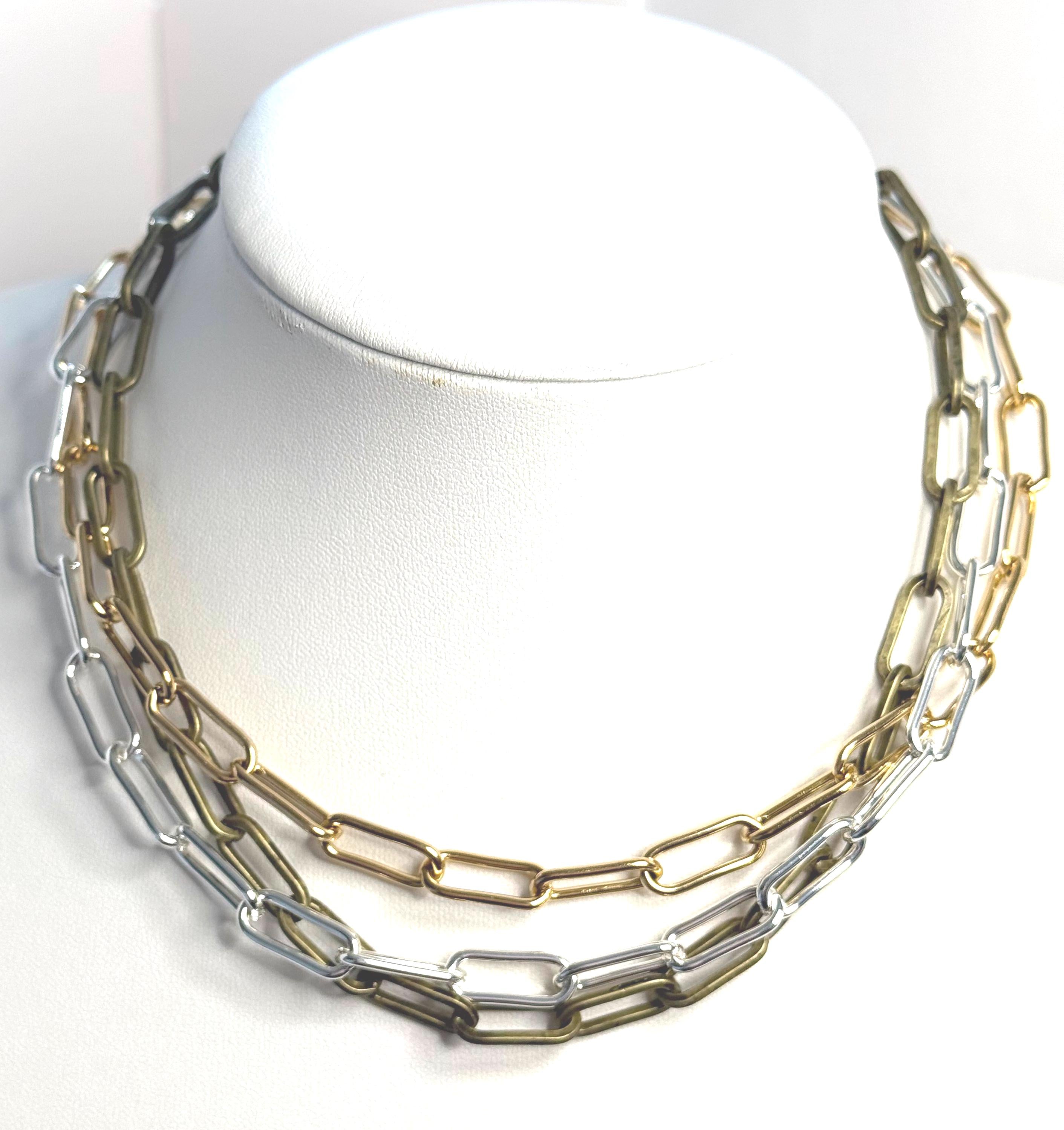 Paperclip Chain Necklace | Silver Gold Antique Brass | Unisex Gift 