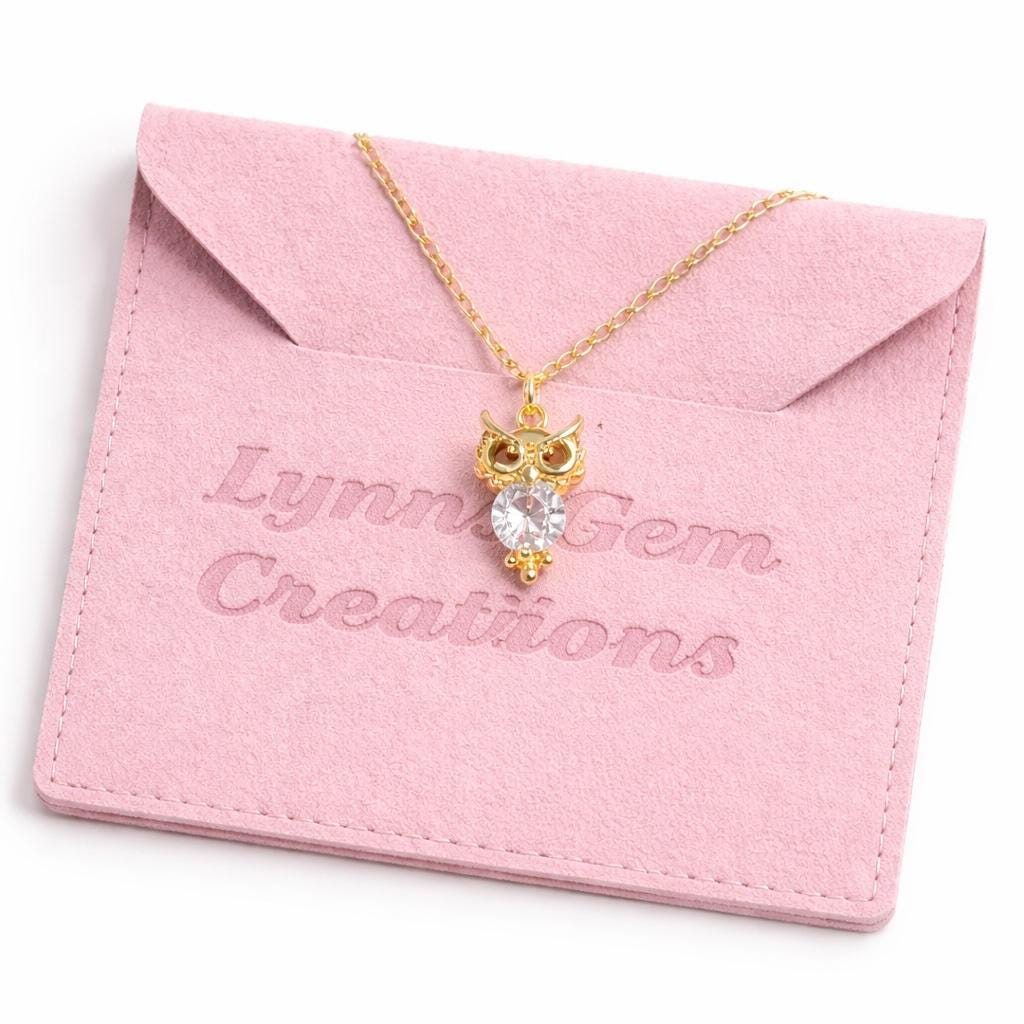 Owl Crystal Necklace | 14kt Gold Filled | Minimalist Pendant