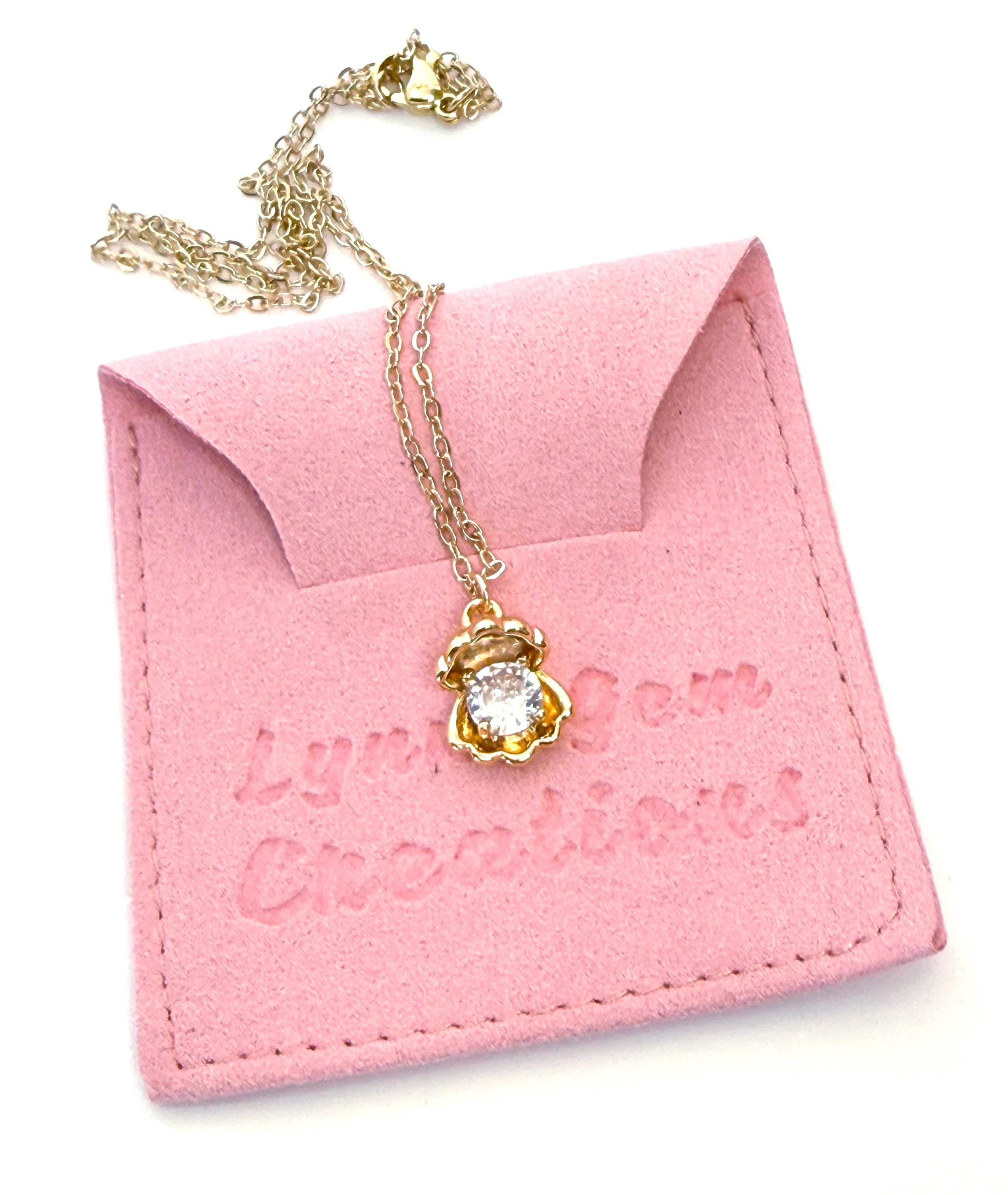 14kt Gold Oyster Shell Pendant, Crystal Necklace, Sea Themed Jewellery, Gift for Her