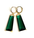 Emerald Green Crystal Earrings | Gold Hoop Dangles