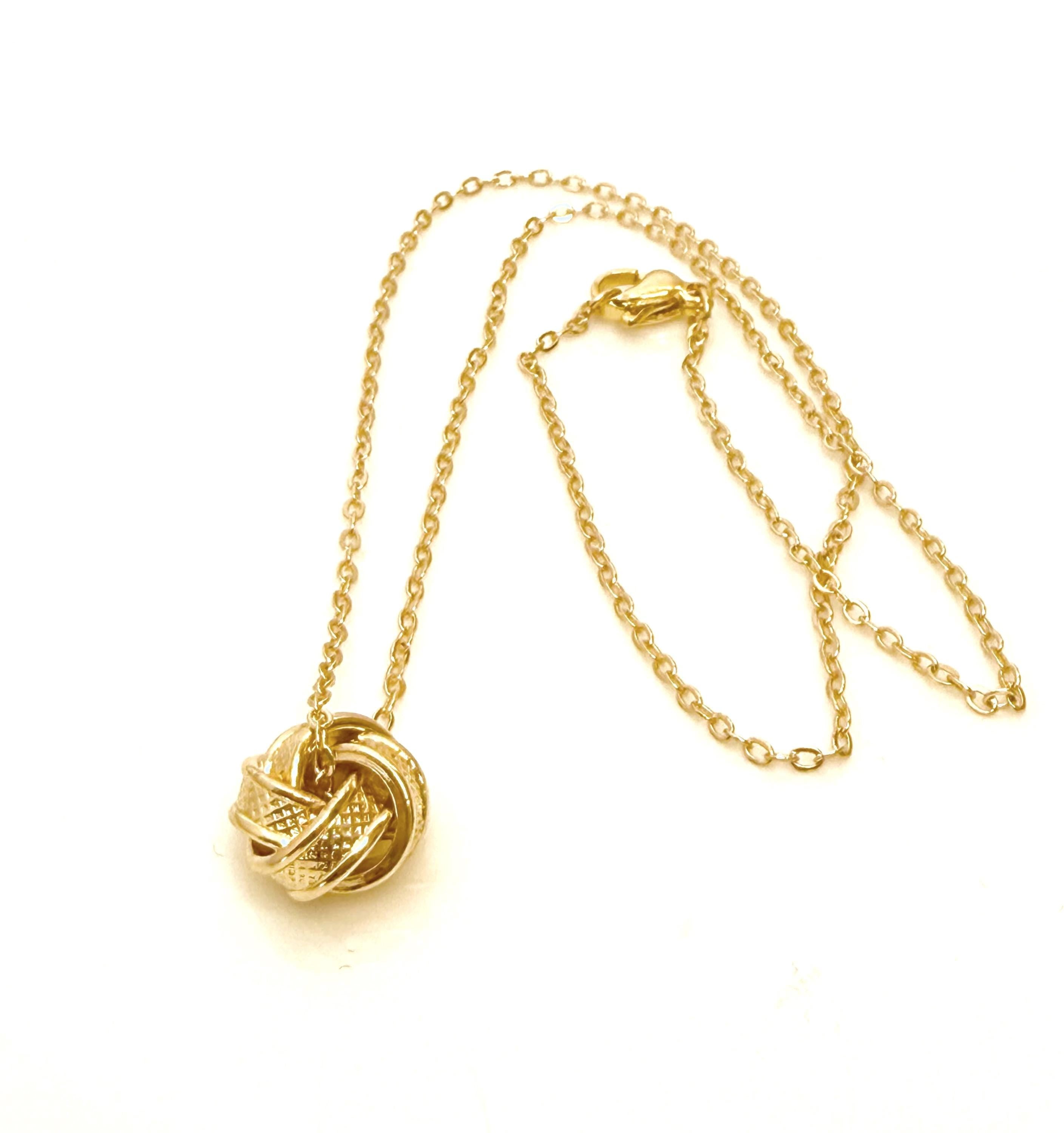Textured Love Knot Pendant | 14kt Gold Filled | Minimalist Necklace